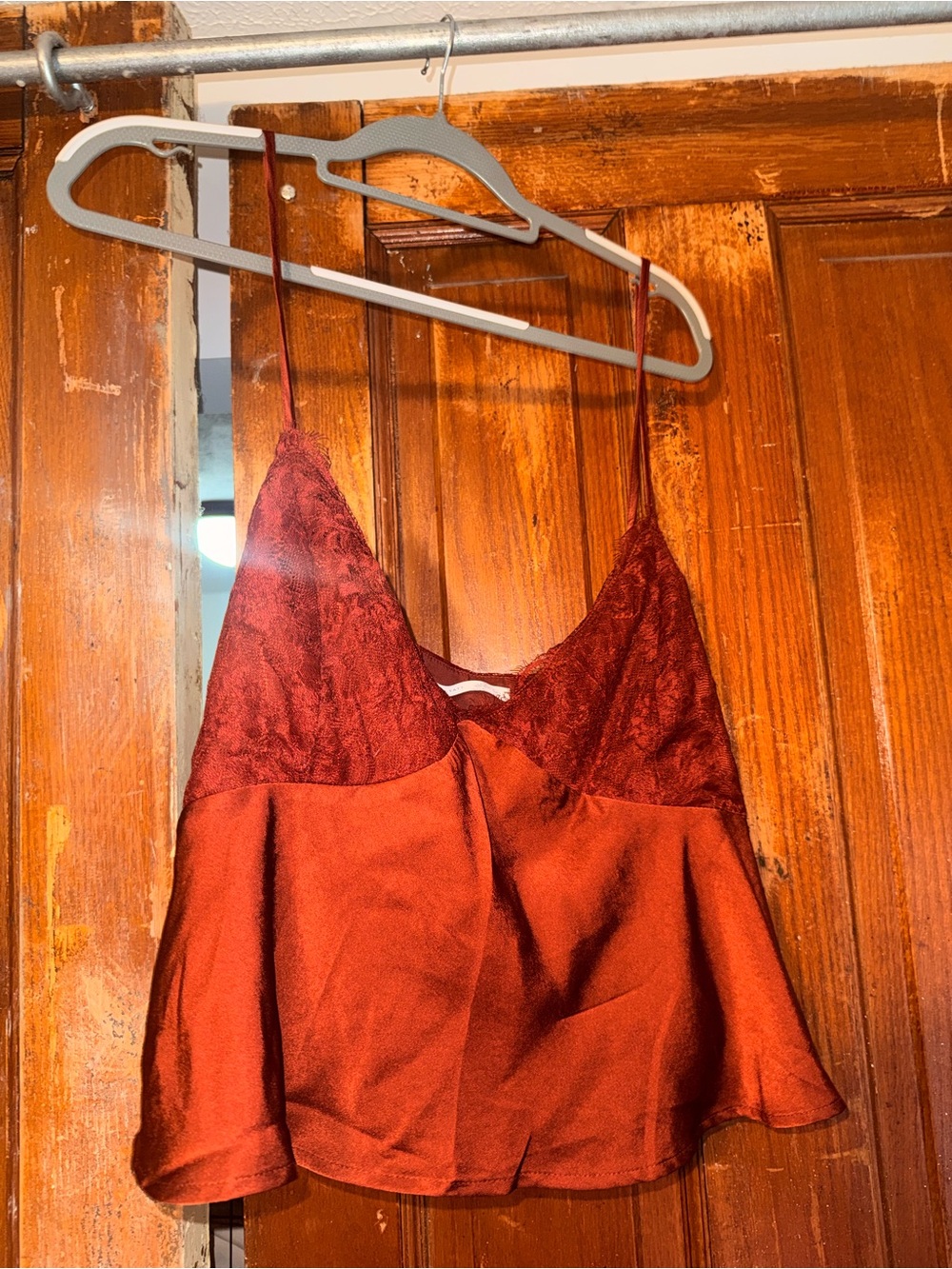 Altar'd State Rust Satin & Lace Cami